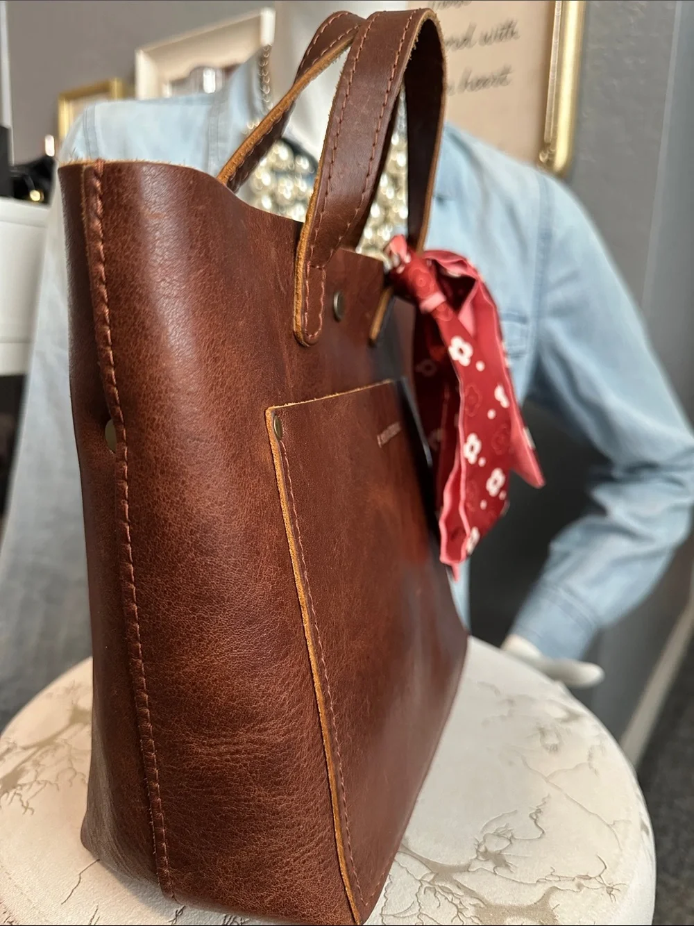 PLG mini crossbody tote Tamarindo or English tan - Picture 8 of 12